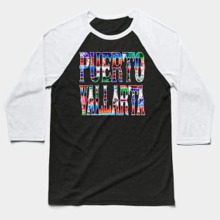 Puerto Vallarta Mexico Blanket Colorful Design Baseball T-Shirt